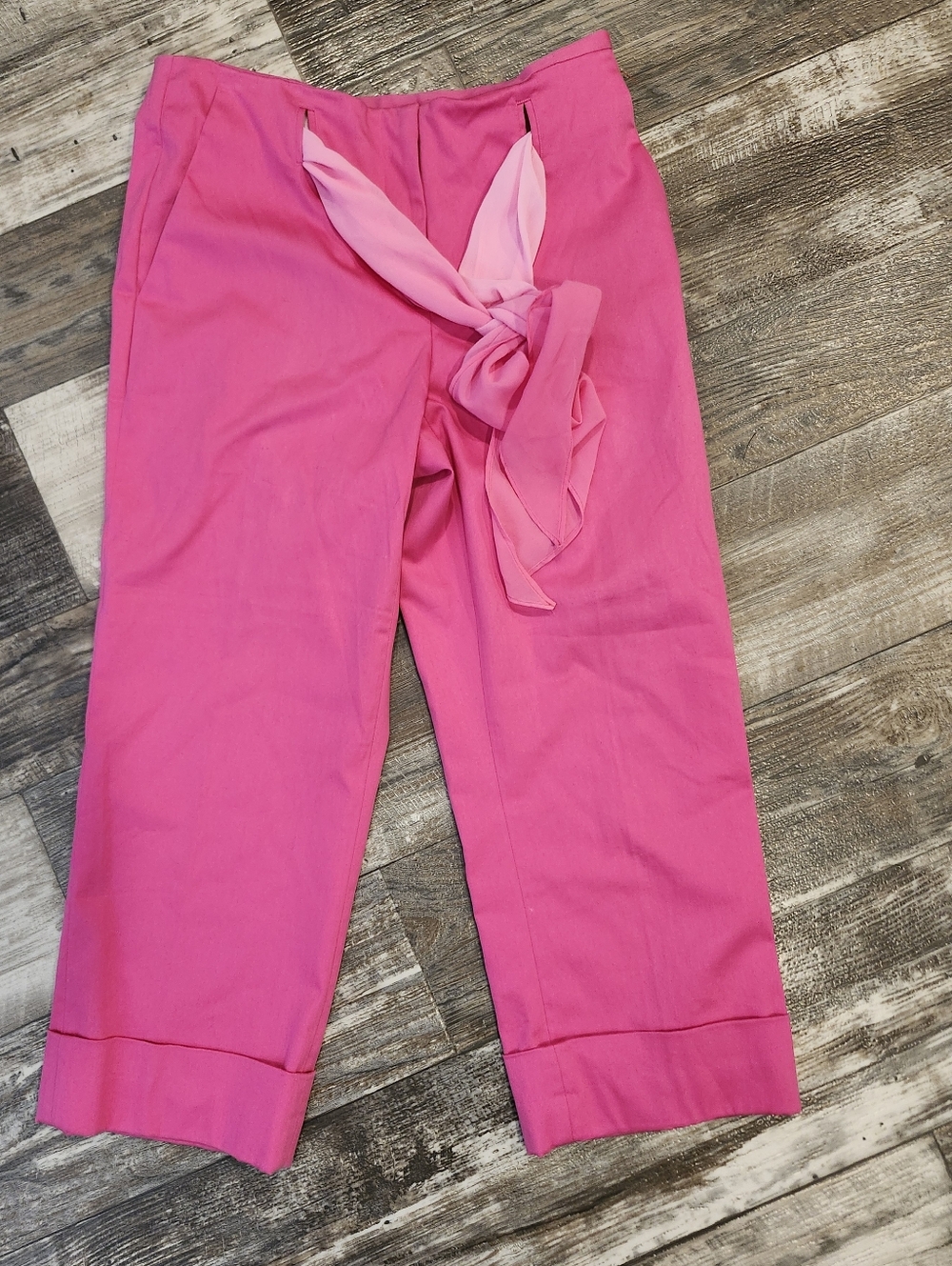 (2) Worthington Stretch Chic Tie Waist Women's Size 6 Cropped Cotton Pants - Picture 2 of 12